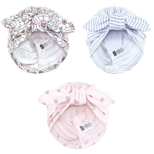 Hudson Baby Infant Girls Turban Cotton Headwraps, So Pretty Flower, 0-24 Months