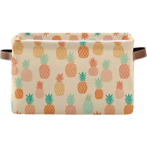 Aslsiy Storage Basket Fruit Pineapple (9) Nursery Bins Baby Canvas Box Clothes Shelf Basket Laundry Hampers 1 Pcs