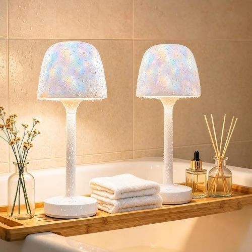 2-Pack Waterproof Shower Lamp Rechargeable LED Ocean Projector
