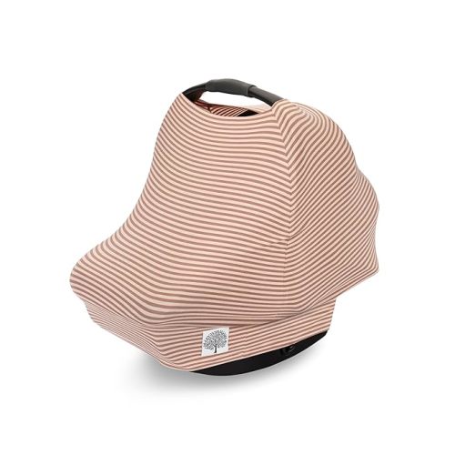 Parker Baby 4 in 1 Car Seat Cover for Girls and Boys - Stretchy Carseat Canopy, Nursing Cover, Grocery Cart Cover, High Chair Cover - "Rosewood Stripe"