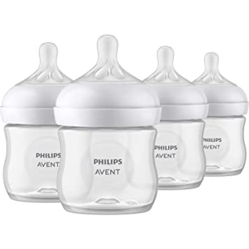 Philips AVENT Natural Baby Bottle with Natural Response Nipple, Clear, 4oz, 4pk, SCY900/04