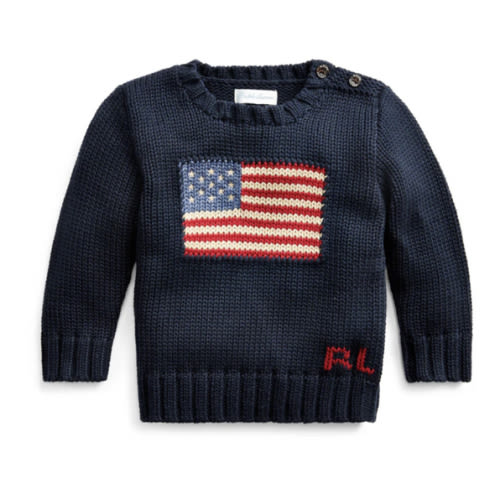 Flag Cotton Crewneck Sweater | Over The Moon