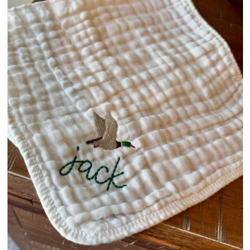 Mallard Embroidered Baby Burp Cloth