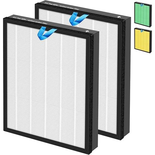 Vital 200S HEPA Replacement Filter for LEVOIT Vital 200S/200S-P Air Purifier,3-in-1 H13 True HEPA High-Efficiency Activated Carbon Filter,Vital 200S-RF,2 Pack,White