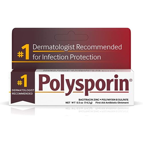 Polysporin First Aid Topical Antibiotic Ointment with Bacitracin Zinc & Polymyxin B Sulfate, For Infection Protection & Wound Care Without Neomycin, Travel Size, 0.5 oz