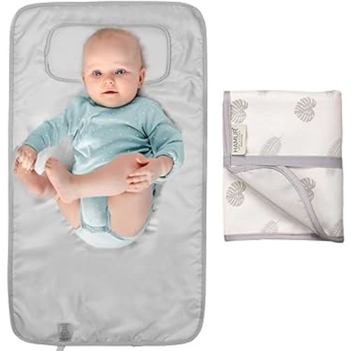 Portable Diaper Changing Pad - Waterproof Foldable Baby Changing Mat - Travel Diaper Change Pad - Lightweight Changing Pads for Baby - Baby Changer - Machine Washable - HAMUR HOME (Leaves)