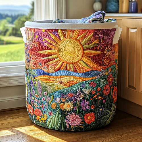 Bright Meadow Quilted Laundry Basket NCU0QN025 – Quiltnest