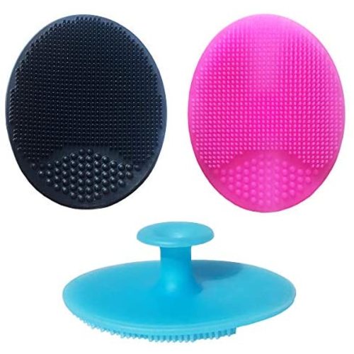 Silicone Face Scrubbers Exfoliator Brush&Baby Bath Brush& Facial Cleansing Brush&Baby Cradle Cap Brush&Silicone Massage Brush,Suitable for Adult Facial Cleansing and Baby Bathing (SMALL-3PCS)