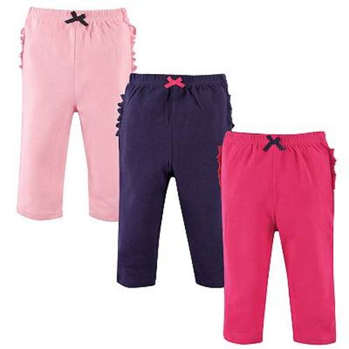 Hudson Baby Infant and Toddler Girl Cotton Pants 3pk, Pink Navy