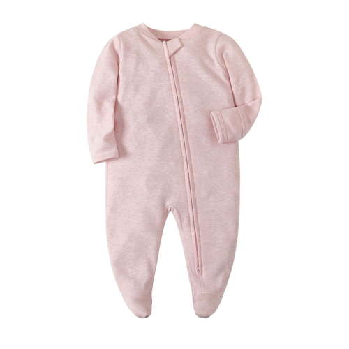 Ahuyic Baby Footed Pajamas with Mitten Cuff, Unisex Newborn Infant Zipper Cotton Footie Pjs Pink 3M