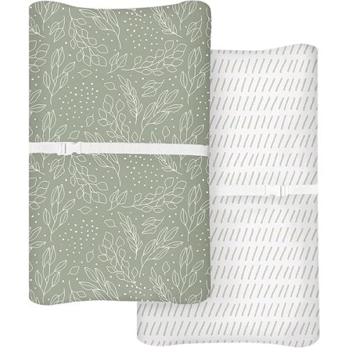 Changing Pad Covers 2 Pack, 32"x16" Baby Girl Boy Changing Table Pad Covers