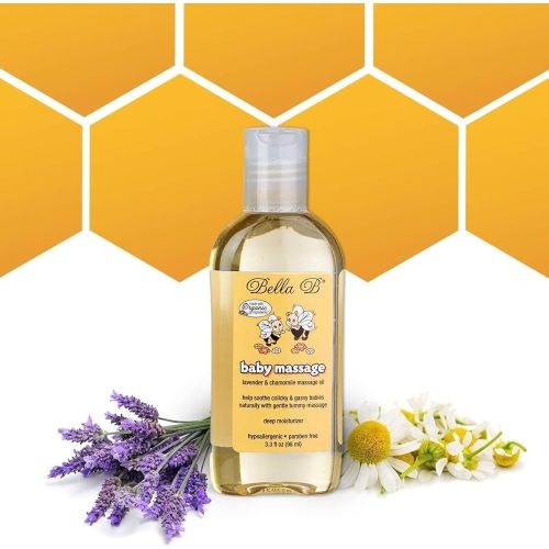 BELLA B Baby Massage Oil 3.3 oz - Baby Oil Organic - Infant Massage Oil Baby - Baby Massage Oil Organic - Organic Baby Oil Lavender - Lavender Baby Oil - Massage Oil Organic for Infants