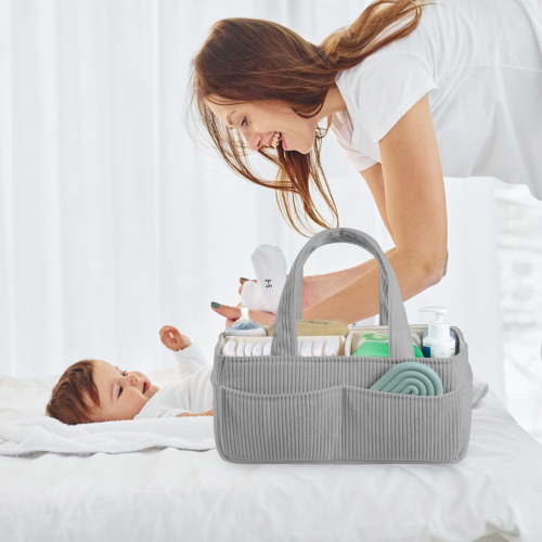 Baby Diaper Caddy Organizer Portable Corduroy Nursery Storage Basket with Handle for Newborn Essentials and Baby Shower Gift - Walmart.ca