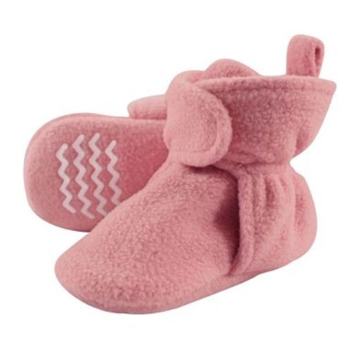 Hudson Baby Infant and Toddler Girl Cozy Fleece Booties, Strawberry Pink, 6-12 Months