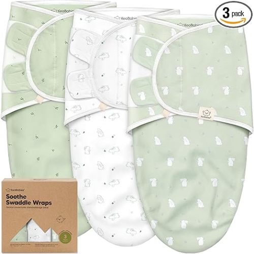 3-Pack Organic Baby Swaddle Sleep Sacks - Swaddles for Newborns, Infant 0-3 Months, Baby Girls, Boys, Soft & Snug Newborn Sleep Sack, Nursery Swaddling Blankets, Easy to Use (Bunnies, OS)