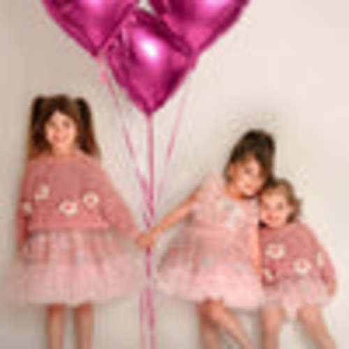 Before & Ever Handmade Flower Baby Knit Sweater, Cotton Infant Jumper - Blush Pink