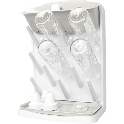 Ubbi Vertical Baby Bottle Drying Rack, Space Saving Countertop Drying Rack Baby Organizer, Oat