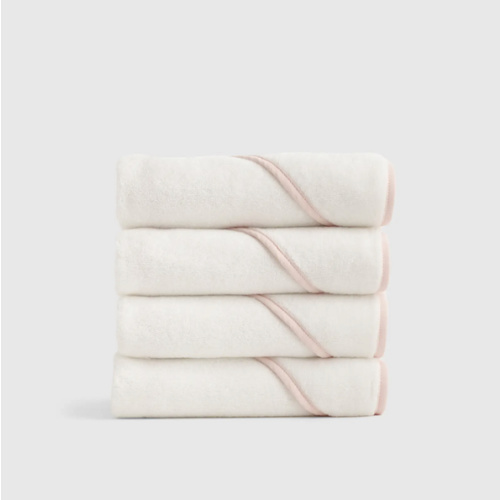 Organic Turkish Cotton Baby Hooded Towel Set 4-Pack in Soft Pink