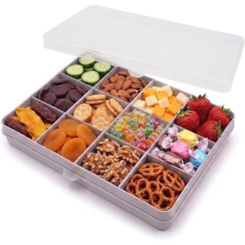 melii Snackle Box | 12-Compartment Divided Snack Container, BPA-Free Food Storage, Removable Dividers, Perfect for Kids Snacks, Arts & Crafts, Beads, and Kitchen Organization (Sage)
