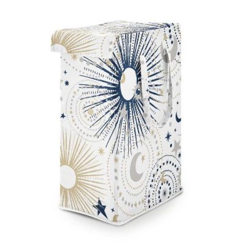 Sweet Jojo Designs Boy, Girl, Unisex/Gender Neutral Foldable Laundry Hamper with Handles Celestial Navy Blue and Gold