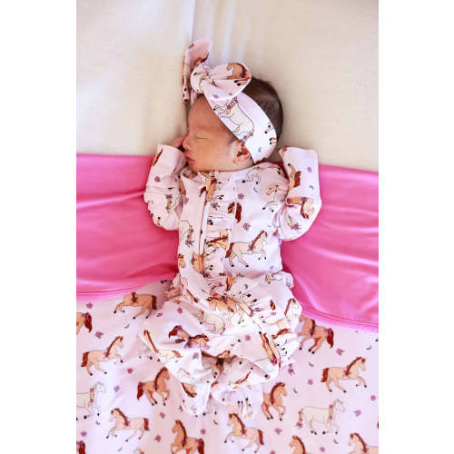 Ruffle Zipper Footie | Pony Club Pink