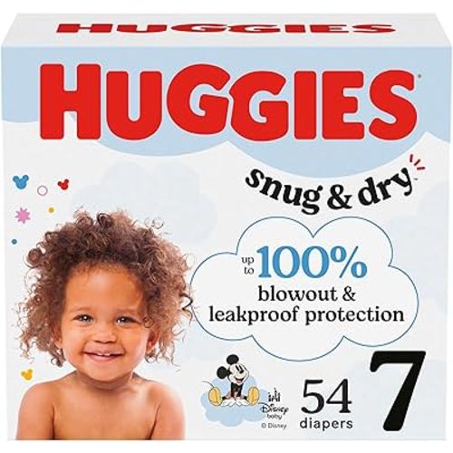 Huggies Size 7 Diapers, Snug & Dry Baby Diapers, Size 7 (41+ lbs), 54 Count, Packaging May Vary
