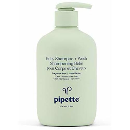 Pipette Baby Shampoo + Body Wash Tear-Free with Renewable Plant-Derived Squalane (Fragrance-Free, 12-Fluid-Ounce)