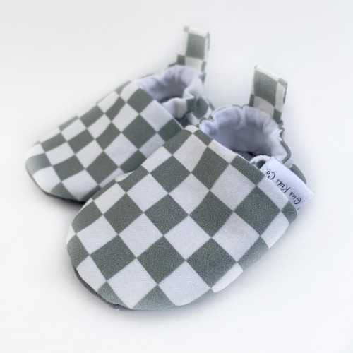 Sage Green Checkered Baby Shoes, Gender Neutral Baby Shoes, Retro Baby Slippers, Soft Sole Baby Shoes, Baby Booties,Baby Moccasins, Moccs