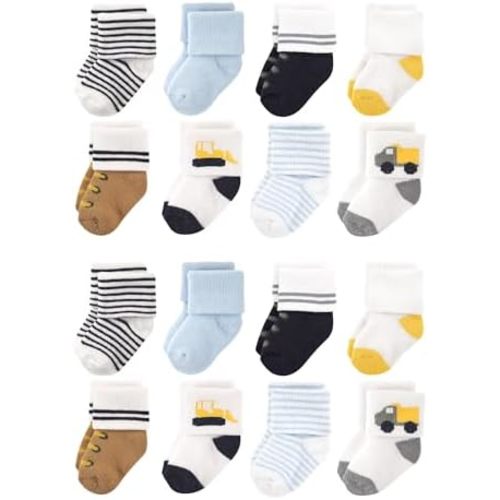 Luvable Friends Unisex Baby Baby Cotton Rich Terry Socks 16-Pack
