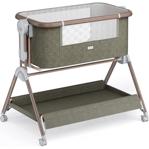 Baby Bassinet Bedside Crib, Rocking Bassinet for Newborns, Green