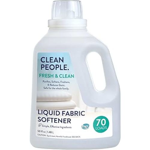 The Clean People Liquid Fabric Softener - Softens & Removes Static Cling - Vegan (50 Fl Oz, Fresh & Clean)