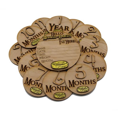 Inspired by Lord of the Rings Milestone Set Rounds| Baby Shower Gift| Wood Rounds|3D Sign| New Baby Gift| Baby's First Year