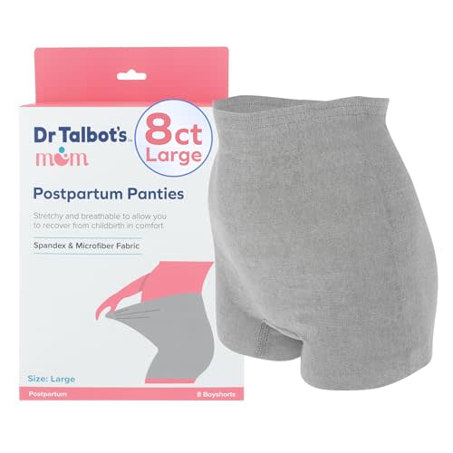 Dr. Talbot's Mom Postpartum Underwear - 8 Count - Size Large Disposable Panties for Postpartum Care - Gray