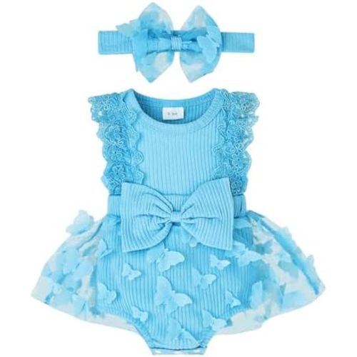 Baby Girl Summer Clothes Cute Newborn Girl Outfits Sleeveless Lace One Piece Romper + Headband 2pcs Set 0-12 Months