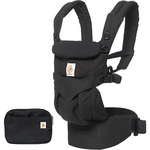 Ergobaby Omni 360 All-Position Baby Carrier for Newborn to Toddler with Lumbar Support (7-45 Pounds), Pure Black, 1 Count (Pack of 1)