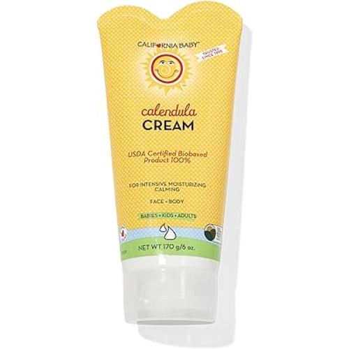 California Baby Calendula Cream | 100% Plant-Based Moisturizer | Lavender Baby Lotion | Face Moisturizer For Dry Skin | Hypoallergenic | 6 oz / 170g
