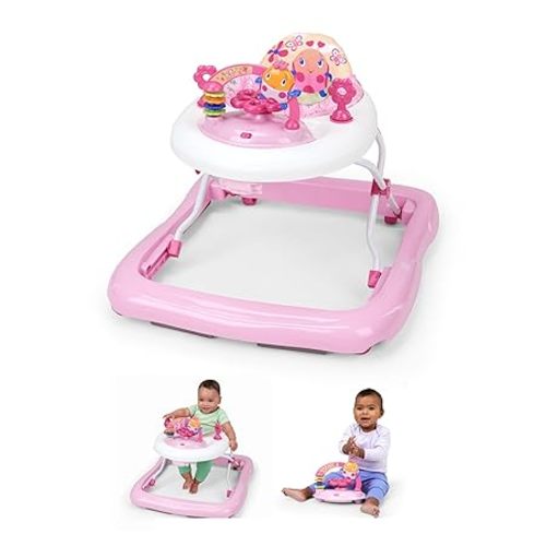 Bright Starts JuneBerry Walk-A-Bout Baby Walker and Entertainer, with Easy Fold Frame for Storage, Ages 6 Months +