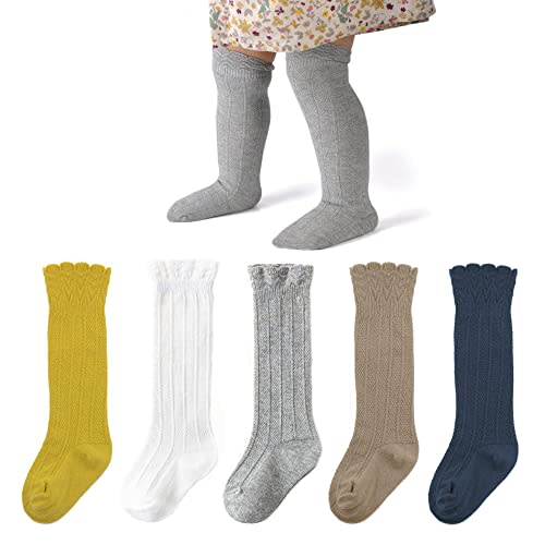 American Trends Baby Knee High Socks - Girls & Boys Newborn to Toddlers - Ruffled Tube Socks
