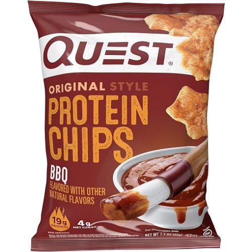 Quest Nutrition BBQ Protein Chips, 19g Protein, 4g Net Carbs, Gluten Free High Protein Snack, 1.1 oz (Pack of 12)