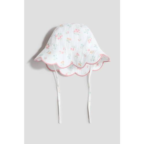MUSLIN SUN HAT WITH EMBROIDERY