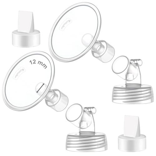 2X 12 mm Maymom Two-Piece Wide Neck Pump Parts Compatible with Spectra S1,Spectra S2 Pumps and 2 Valves; Incl Wide Mouth Flanges; Not Original Spectra Flange; (12mm Flange with Valve)