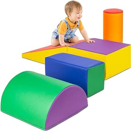5-Piece Kids Climb & Crawl Soft Foam Block Activity Play Structures - Multicolor