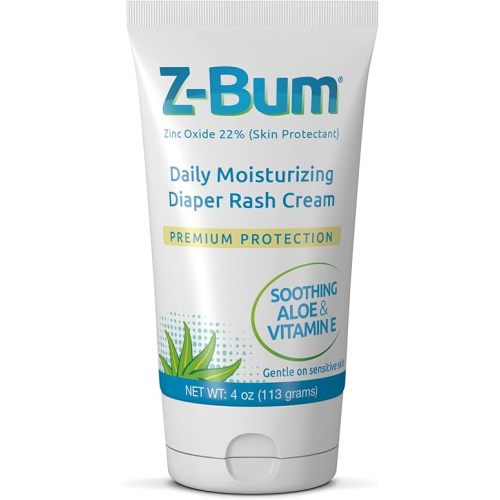 Daily Moisturizing Diaper Rash Cream – Baby Diaper Rash, Chafing, Adult Incontinence Irritation - With Aloe, Vitamin E, Zinc Oxide