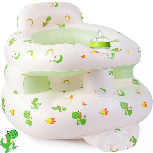 Upgraded Inflatable Baby Seat with Safety Guardrails, Thicker Sit Me Up Floor Seat for Baby Chair Sit Me Up, Blow Up Baby Chair Learning to Sit Built in Air Pump Infant Floor Chair for Babies 3-36 mth