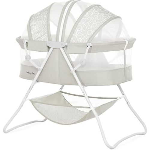 Dream On Me Karley Portable Infant Bassinet, Double Mesh Canopy, Cool Grey