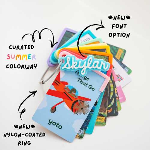 NEW Summer Colorway + Premium Nylon Coated Keyring // Pack of 10 Yoto Card Holders with Personalized Name Tag