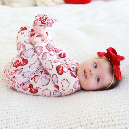 Candy Crush Ruffle Zipper Footie | Pink