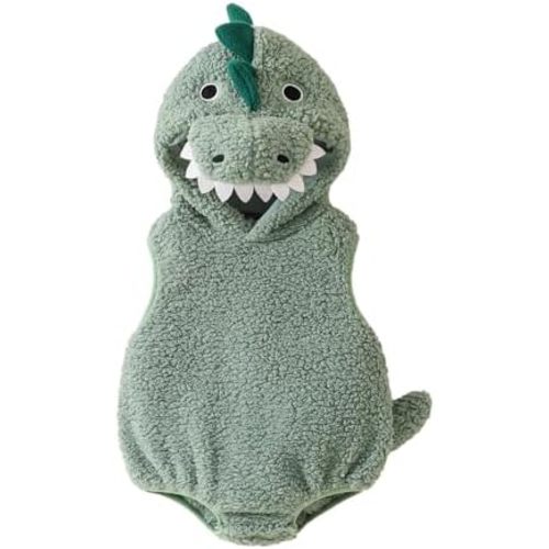 Baby Boy Girl Dinosaur Costume Cute Sleeveless Romper with Hat Newborn Infant Halloween Cosplay Clothes