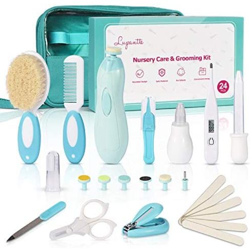 Baby Healthcare and Grooming Kit, 24 in 1 Baby Electric Nail Trimmer Set, Lupantte Nursery Care Kit, Toddler Nail Clippers, Medicine Dispenser, Infant Comb, Brush, etc. Baby Care Products.