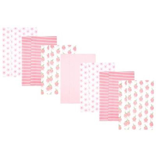 Hudson Baby Girl Cotton Poly Flannel Burp Cloths 7-Pack, Happy Strawberries, One Size